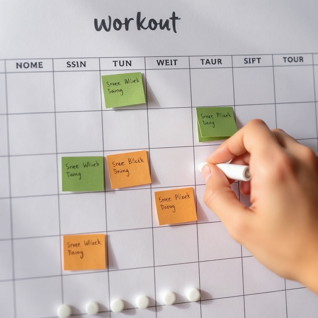 Workout schedule on a calendar